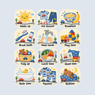Vehicle Daily Routine Wall Decals, Set of 12, image 1