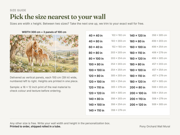 Watercolor Pony Orchard Farm Wall Mural, image 5
