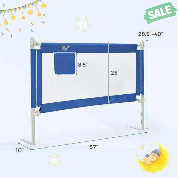 57 Inch Toddlers Vertical Lifting Baby Bed Rail Guard with Lock-Blue Gray Bed Rails