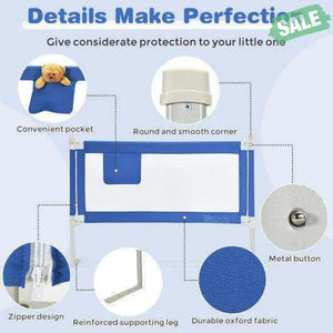 57 Inch Toddlers Vertical Lifting Baby Bed Rail Guard with Lock-Blue Gray Bed Rails