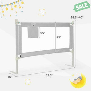 57 Inch Toddlers Vertical Lifting Baby Bed Rail Guard with Lock-Blue Gray Bed Rails