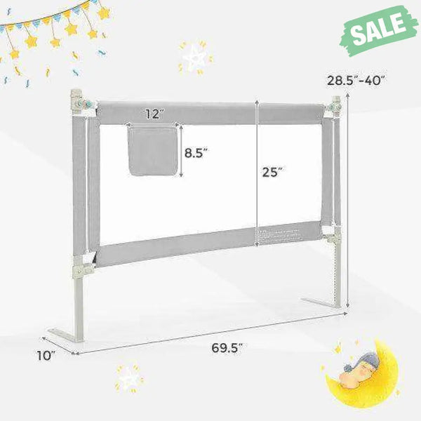 57 Inch Toddlers Vertical Lifting Baby Bed Rail Guard with Lock-Blue Gray Bed Rails