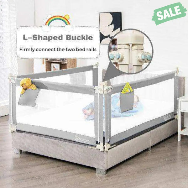 57 Inch Toddlers Vertical Lifting Baby Bed Rail Guard with Lock-Blue Gray Bed Rails