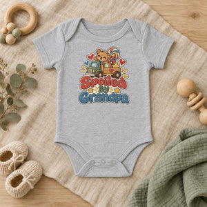Spoiled By Grandpa baby bodysuit in heather grey