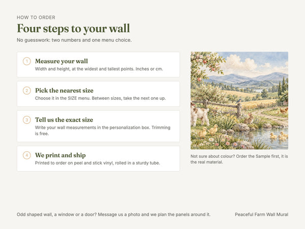 Watercolor Peaceful Farm Wall Mural, image 6