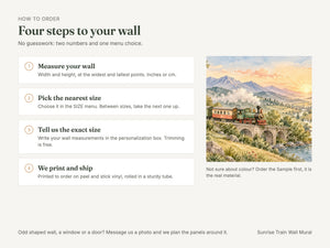 Watercolor Sunrise Train Wall Mural, image 6