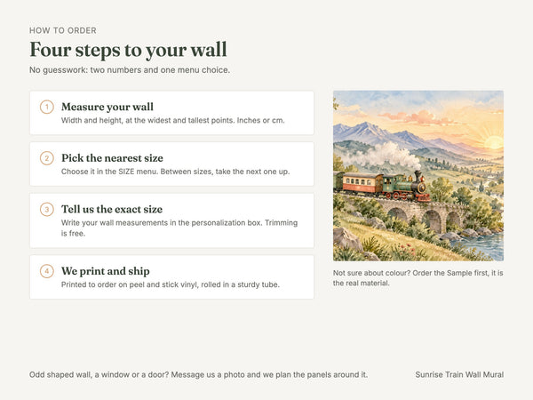 Watercolor Sunrise Train Wall Mural, image 6