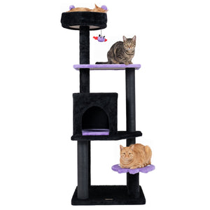 57" Gothic Cat Tower with Padded Perch and Spider Toy