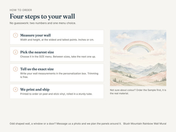 Watercolor Blush Mountain Rainbow Wall Mural, image 5