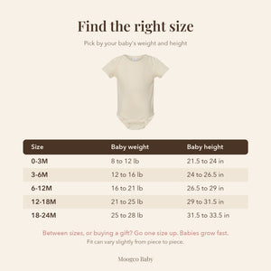 Baby bodysuit size guide