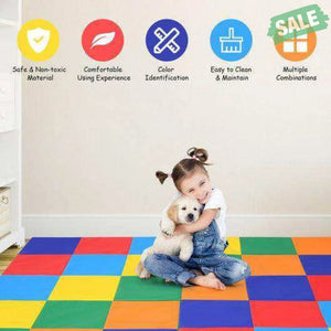 58 Inch Toddler Foam Play Mat Baby Folding Activity Floor Mat-Light Blue Light Blue Baby Gyms & Playmats