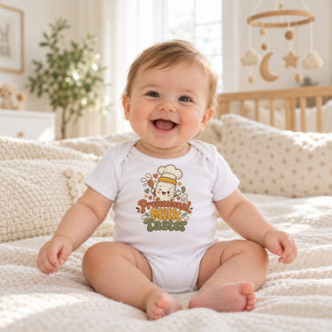 Baby wearing the Professional Milk Taster baby bodysuit