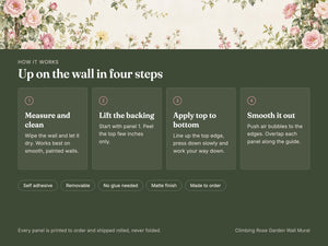 Watercolor Climbing Rose Garden Wall Mural, image 8