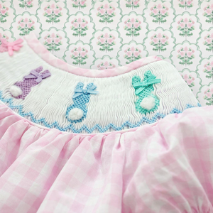 Smocked Pink Bunny Bubble