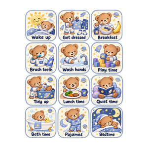 Space Bear Daily Routine Wall Decals, Set of 12, image 2