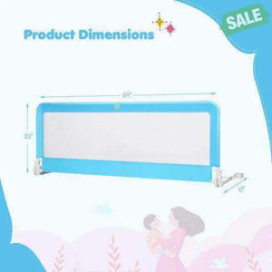 59 Inch Folding Breathable Baby Bed Rail Guard with Safety Strap-Blue Blue Bed Rails