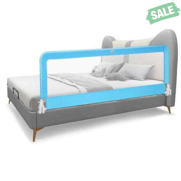 59 Inch Folding Breathable Baby Bed Rail Guard with Safety Strap-Blue Blue Bed Rails