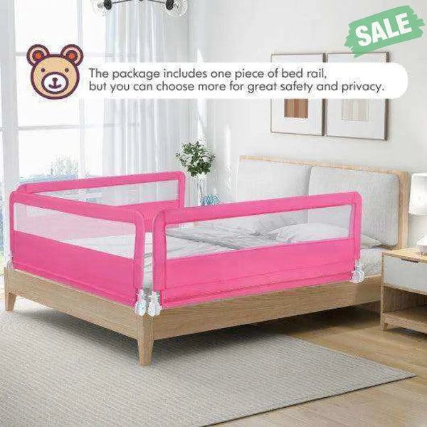 59 Inch Folding Breathable Baby Bed Rail Guard with Safety Strap-Blue Blue Bed Rails