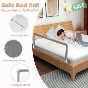 59 Inch Folding Breathable Baby Bed Rail Guard with Safety Strap-Blue Blue Bed Rails