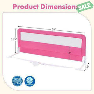 59 Inch Folding Breathable Baby Bed Rail Guard with Safety Strap-Blue Blue Bed Rails