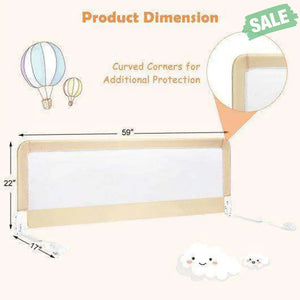 59 Inch Folding Breathable Baby Bed Rail Guard with Safety Strap-Blue Blue Bed Rails