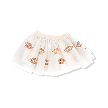 Light grey oatmeal football tutu skirt for babies, perfect for playful and stylish outfits.