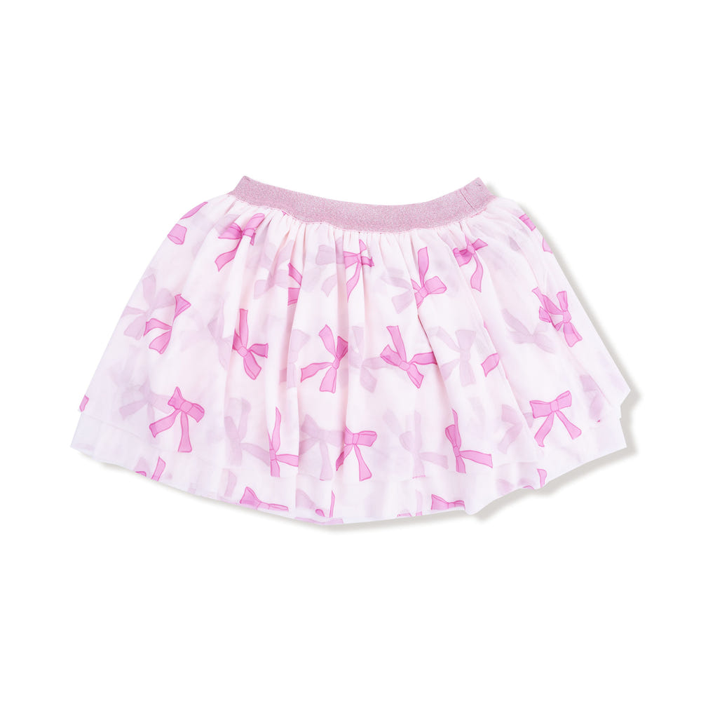 Pretty Bows Printed Bow Tutu Skirt for babies, featuring a cute design and soft fabric, perfect for special occasions.