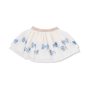 Romi Floral - Blue Bow Tutu Skirt