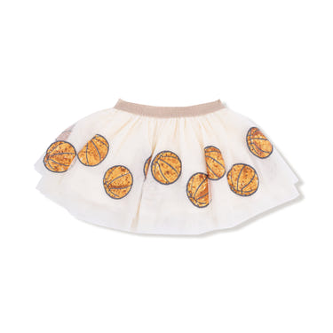 Oatmeal basketball tutu skirt for babies, perfect for sporty and stylish little ones.