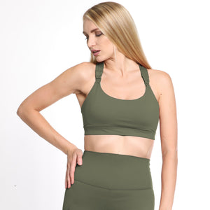 Chloe 3 Running Nursing Sports Bra (Dark Olive)