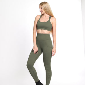 Chloe 3 Running Nursing Sports Bra (Dark Olive)