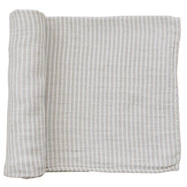Taupe Stripe Muslin Swaddle Blanket - MOOGCO Baby