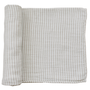 Taupe Stripe Muslin Swaddle Blanket - MOOGCO Baby