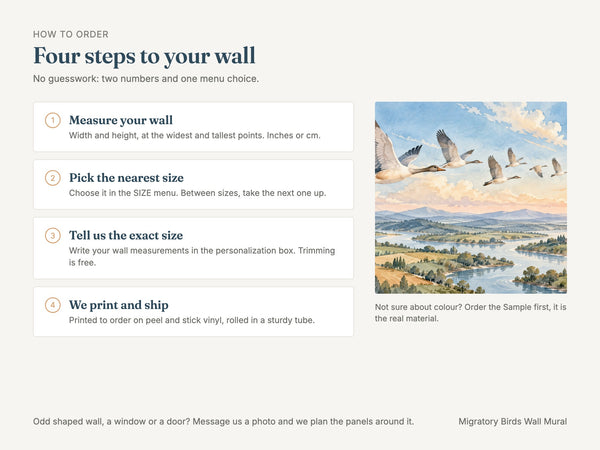 Watercolor Migratory Birds Wall Mural, image 6