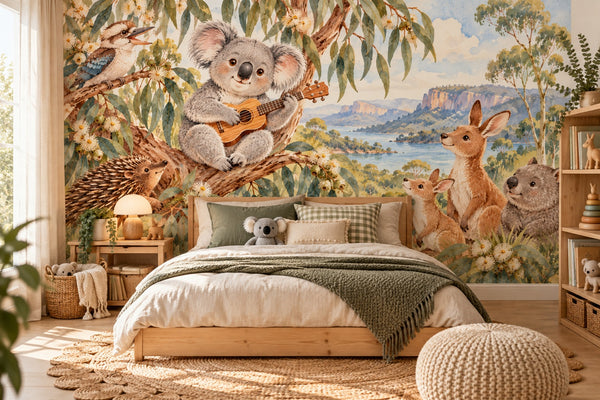 Watercolor Koala Ukulele Wall Mural, image 2