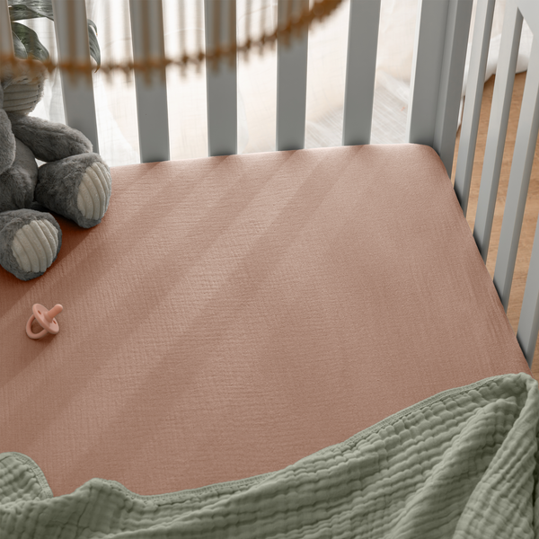 Muslin Fitted Crib Sheets, 2 Pack in Mauve and Blush