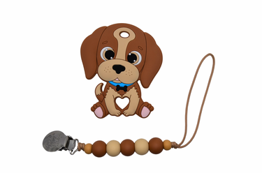 "Dog Teether Set for babies, featuring colorful, safe silicone toys for soothing gums and playful teething relief."