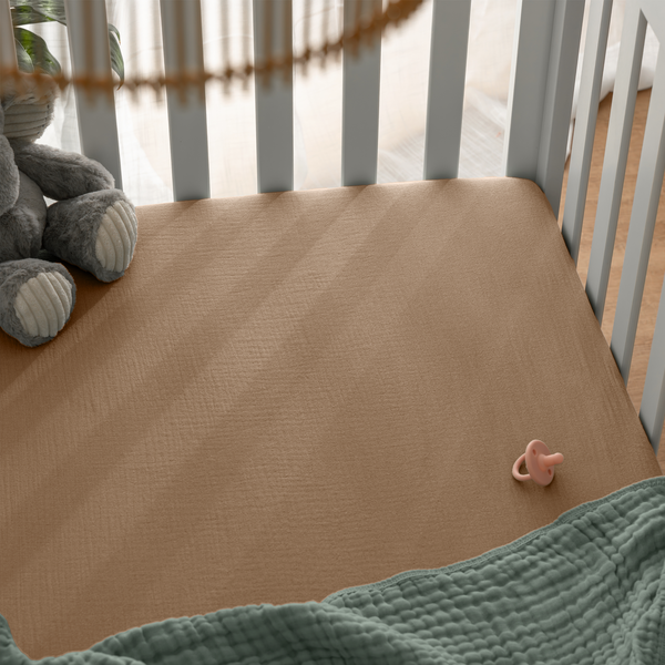 Muslin Fitted Crib Sheets, 2 Pack in Cedar and Cream