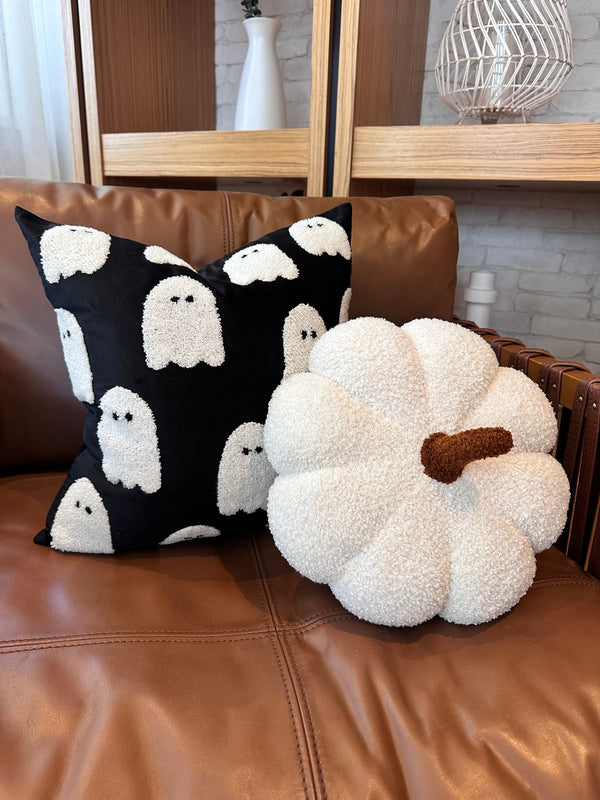 11” Jumbo Sherpa Ivory Pumpkin Pillow at angle 2, perfect for cozy nursery decor and baby comfort.