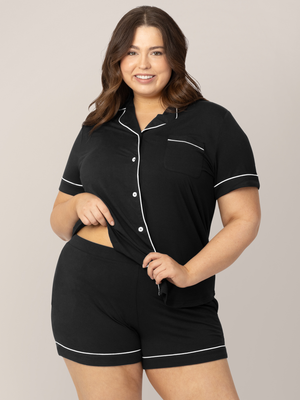 Clea Bamboo Short Sleeve Pajama Set | Black - MOOGCO Baby