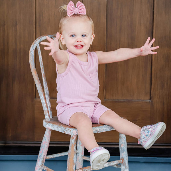 Ribbed Bamboo Tank Set - Light Mauve