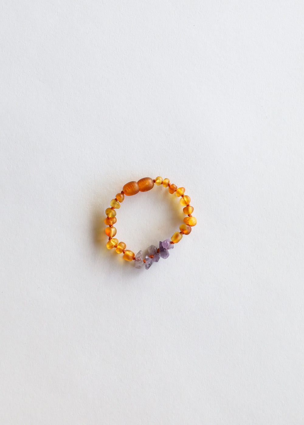 Raw Honey Baltic Amber and Amethyst Kids Necklace Set for babies and toddlers.