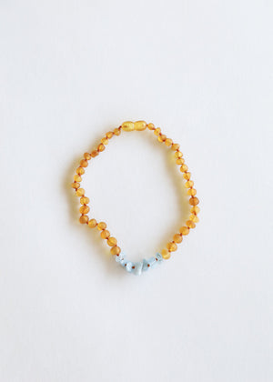 Raw Honey Baltic Amber + Aquamarine || Necklace