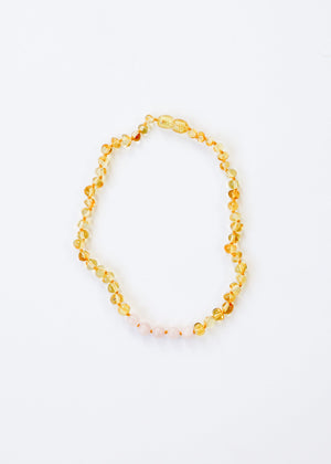 Polished Honey Baltic Amber + Rose Quartz || Kids Set ||
