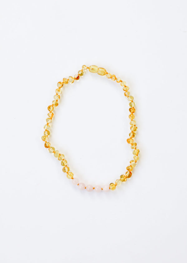 Polished Honey Baltic Amber + Rose Quartz || Kids Set ||