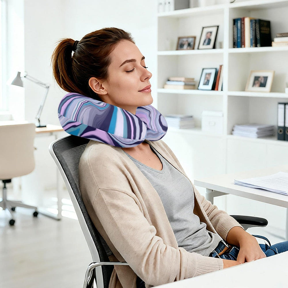 Personalized Marble Swirl Travel Neck Pillow | Custom Name Gift