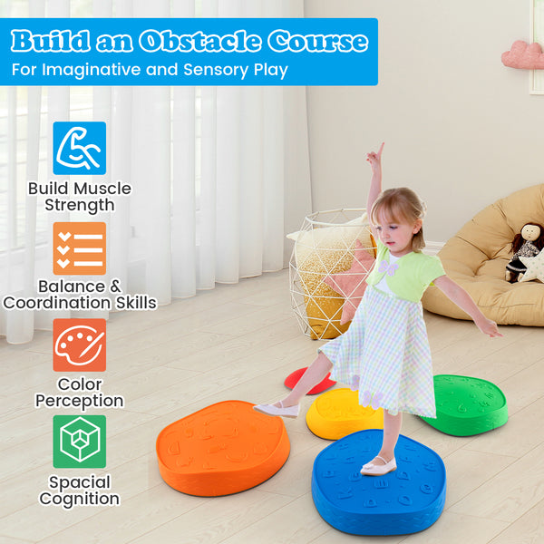 5 Pieces Kids Stepping Stones Stackable Round Indoor Outdoor