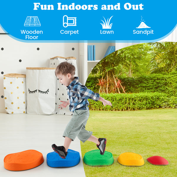 5 Pieces Kids Stepping Stones Stackable Round Indoor Outdoor