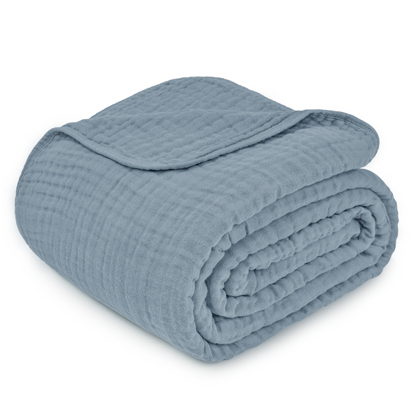 Adult Muslin Blanket in Pacific Blue