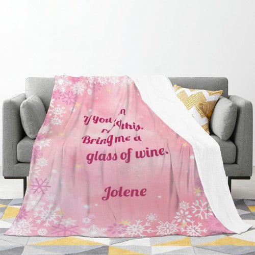 Personalized "Bring Me a Glass of Wine" Blanket | Custom Name | Pink or Blue